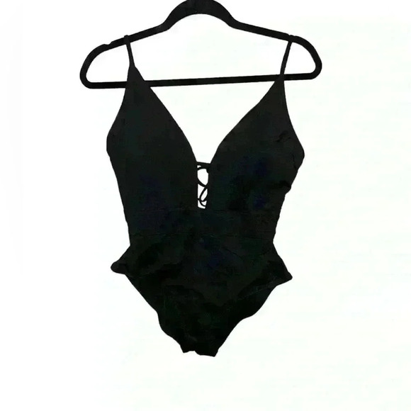 Becca by Rebecca Virtue Women's Black Adjustable Swimsuit Open Back Size Large - Picture 1 of 5
